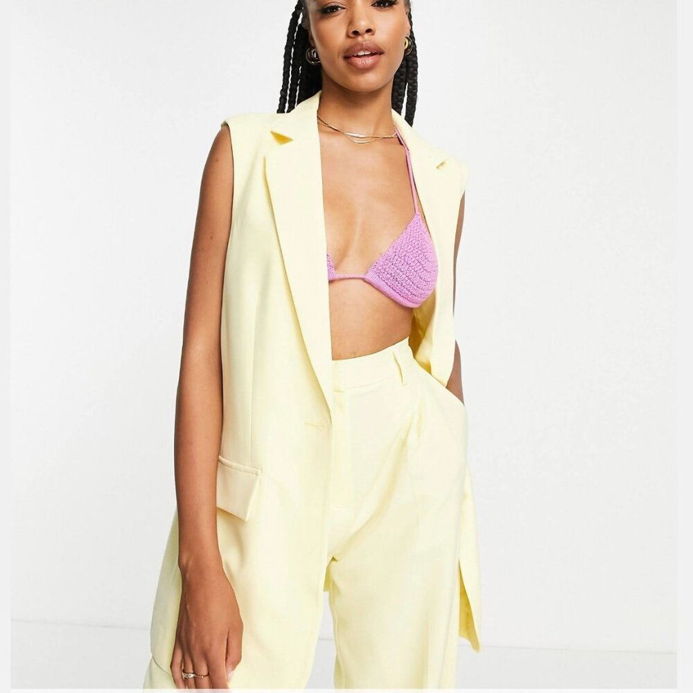 Vero Moda Tall Tailored Longline Suit Vest Lemon US 6 S